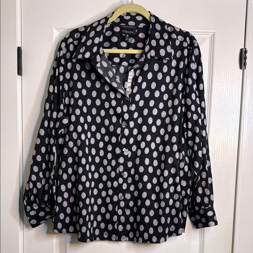 Black and Grey Polka Dot Women's Top